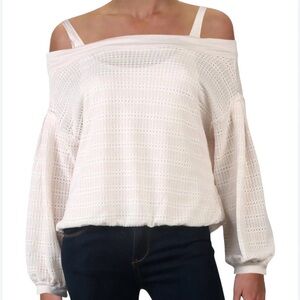 Free People Womens Sistine Hacci Knit Cold Shoulder Pullover Sweater Sz S